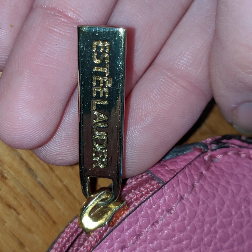 Estee Lauder pink cosmetic bag